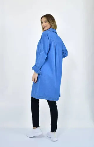 Vestido Camisa De Jean Camisero Manga Larga