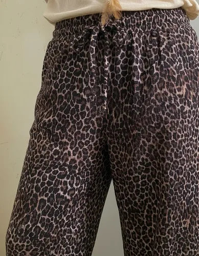 Pantalón Palazzo De Waffle Animal Print Marrón Animal Print Único