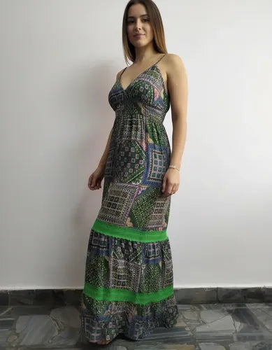 Vestido Solero Largo Sirena Importado Estampado Boho  India
