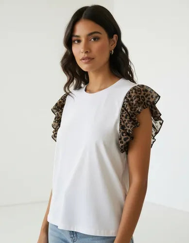 Remera De Algodón Y Lurex Animal Print
