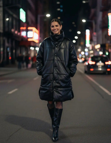 Tapado Campera Puffer Eco Cuero Talle Grande  Hasta 3xl
