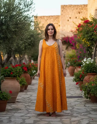 Vestido Solero Seda Hindu  Modelo Amplio