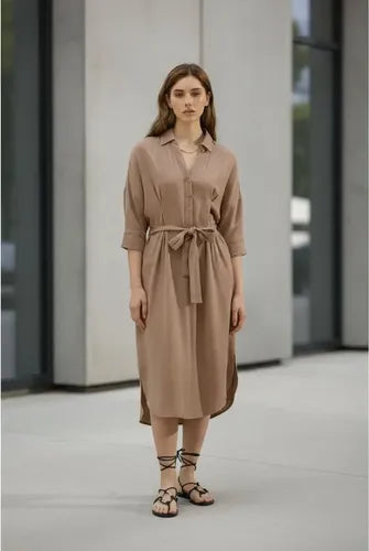 Vestido Camisero De Lino