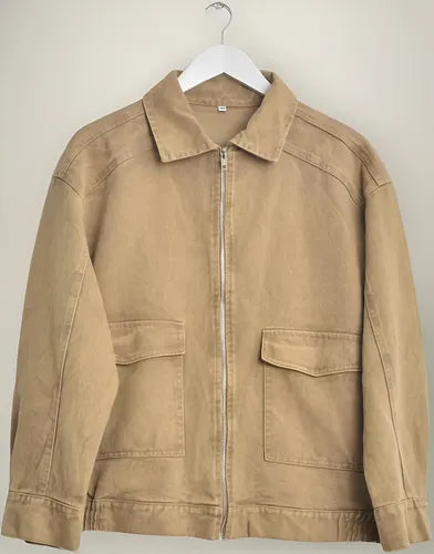 Campera De Gabardina Con Cierre Oversize