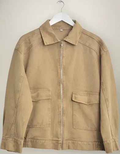 Campera De Gabardina Con Cierre Oversize Modelo Amplio