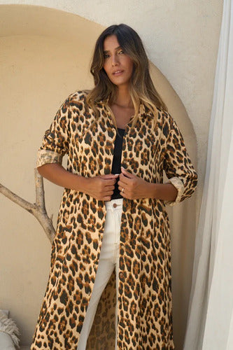 Vestido Largo Estilo Camisero Estampado Boho