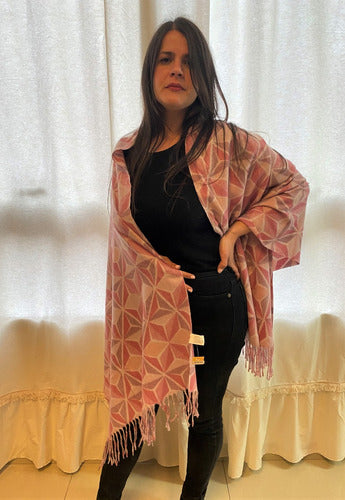 Pashmina Chalina Ruana Lanilla Rombos Importada