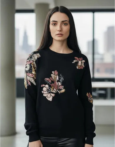 Sweater Bordado Importado Lentejuelas Paillettes Cod. 365