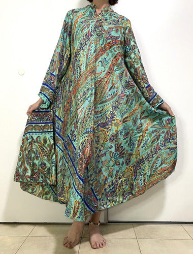 Vestido Mangas Oxford Importado Seda Hindú