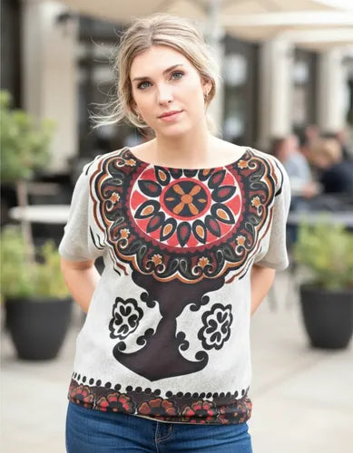 Remera Blusa Importada Estampada Lanilla Mandalas
