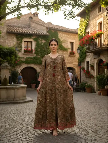 Vestido Seda Hindú India Fiesta
