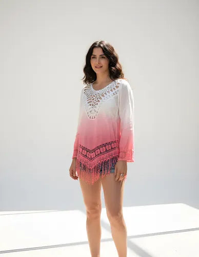 Camisa  Blusa Batik Puntilla Boho Hippie Chic Importada