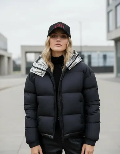 Campera  De Abrigo Puffer Importada Bicolor Negro Xxl