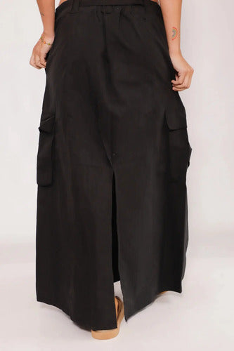 Pollera Falda Larga  Modelo Amplio Negro Liso Único