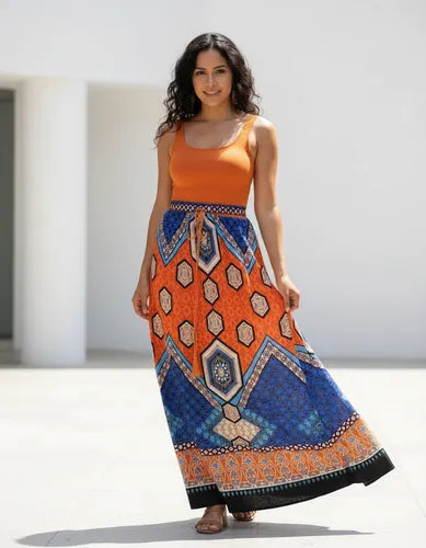 Pollera Larga Maxi Estampada