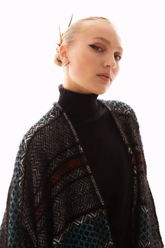 Poncho Saco Ruana Amplio Tejido Xxxl Pelo De Mono