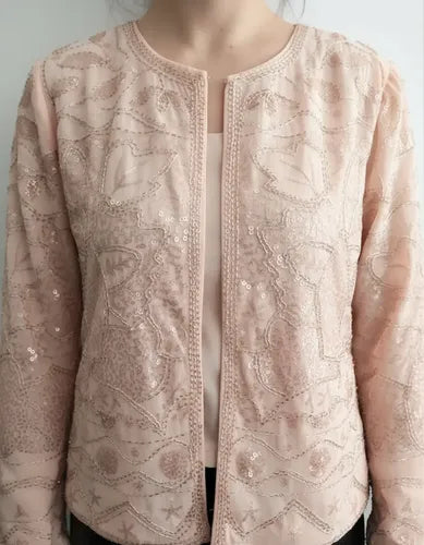 Saco Chaqueta Importada Boho Fiesta Lentejuelas Nude S Lentejuelas
