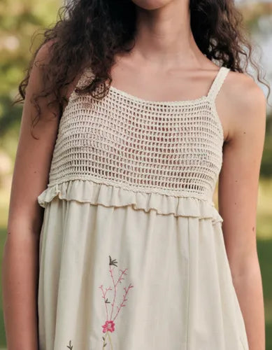 Vestido Crochet Bordado Importado Boho