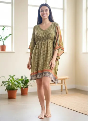 Vestido Blusa Túnica De Seda Hindú Importado Amplio Boho