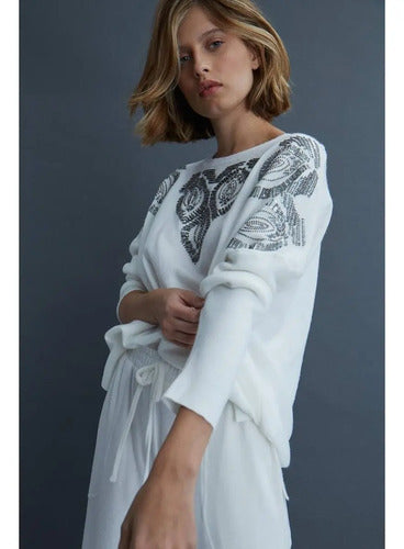 Sweater Tejido Importado Amplio Hasta Xxl Cod. 315 Oversize  Blanco Liso U