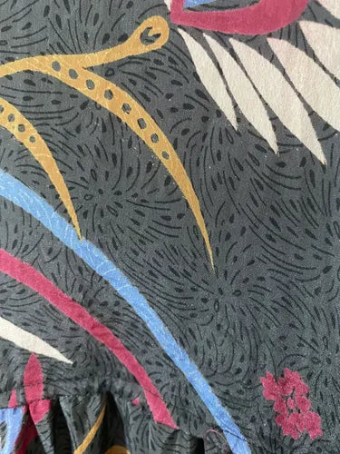 Vestido Largo Seda Hindú Manga Larga Nuevo 2da Selección Multicolor Estampado Único