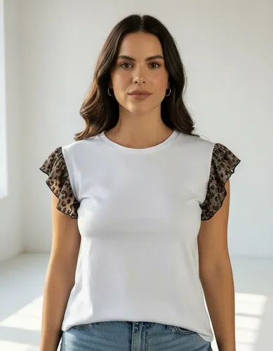 Remera De Algodón Y Lurex Animal Print