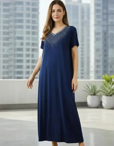 Vestido Modal Con Strass Importado Largo