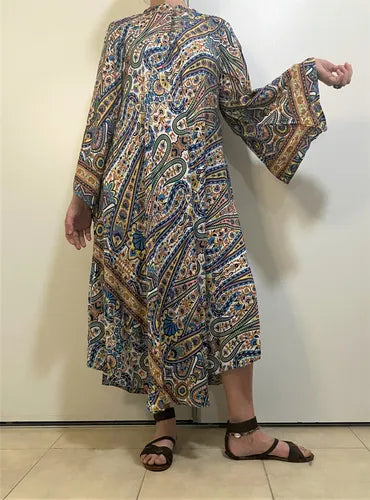 Vestido Mangas Oxford Importado Seda Hindú