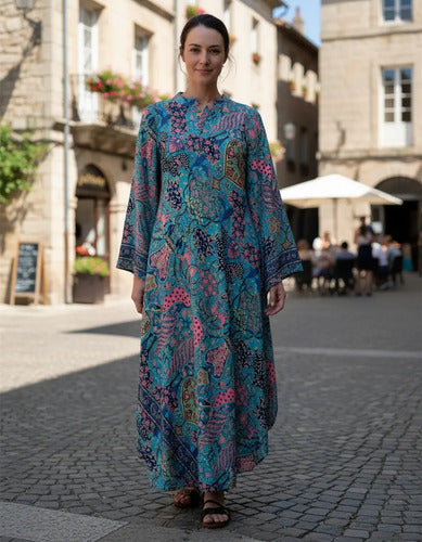 Vestido Mangas Oxford Importado Seda Hindú