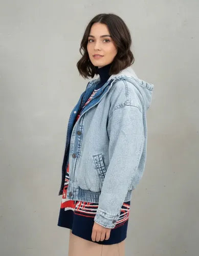 Campera De Jean Con Piel Importada