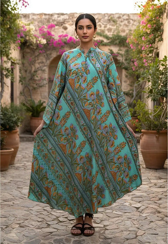 Vestido Mangas Oxford Importado Seda Hindú