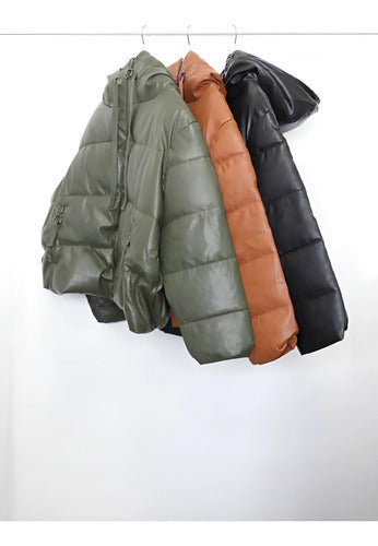 Campera Puffer Eco Cuero Importada Grande Xxl Oversize