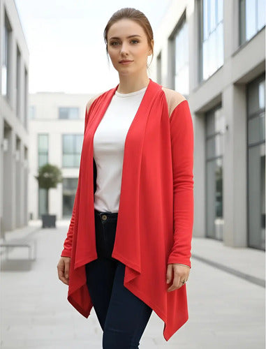 Saco Cárdigan Detalle En Hombro Talle S Ag Store Rojo Liso S