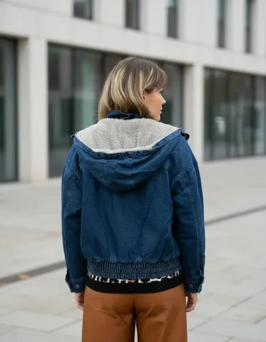 Campera De Jean Con Piel Importada