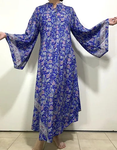 Vestido Mangas Oxford Importado Seda Hindú