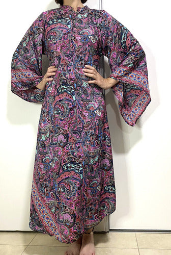 Vestido Mangas Oxford Importado Seda Hindú