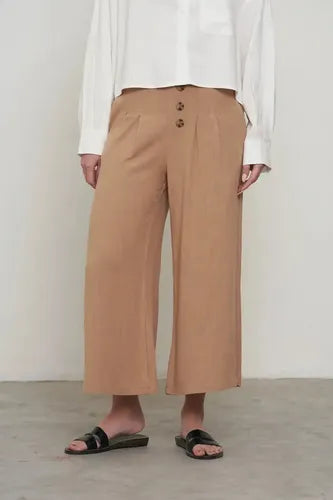 Pantalón  De Lino Culotte Palazzo