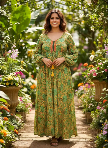 Vestido Boho Largo Seda Hindú Fiesta