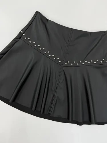 Mini Pollera Evasé Eco Cuero Negro Lisa 42
