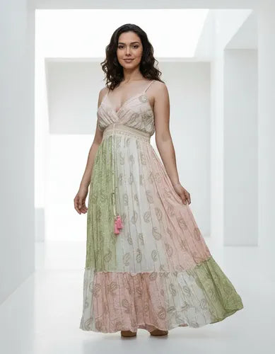 Vestido Sin Mangas Largo De India Con Lurex