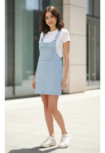 Vestido Jardinero De Jean Denim Nuevo 2da Selección