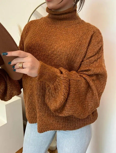 Sweater  Media Polera Tejido Manga Globo Grande Xxl