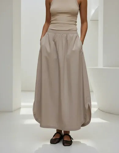 Pollera Falda Larga De Sire Tipo Parachute Modelo Amplio