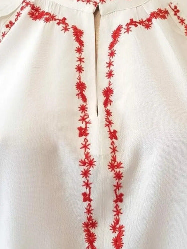 Camisa Blusa India Importada T/rapsodia Bordada Boho Bella Beige Bordado S