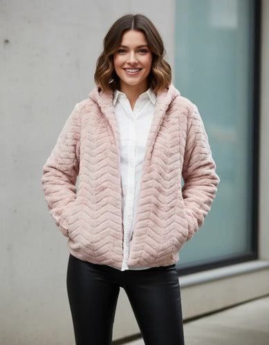 Saco Chaqueta De Piel Sintética Importado Extra Suave Rosa Unico Pelo Corto