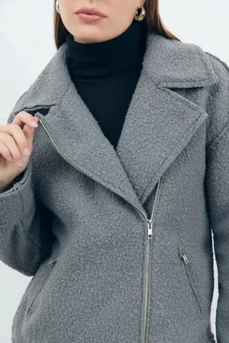 Campera Abrigada Biker De Corderito Bouclé