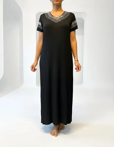 Vestido Modal Con Strass Importado Largo