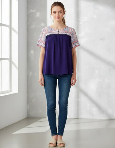 Remera Blusa Importada  Talle Xs S Violeta Oscuro Lisa S