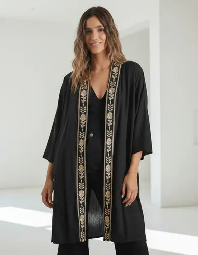Kimono Bordado De India Modelo Amplio Xxl