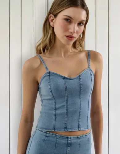 Top De Jean Elastizado Celeste L